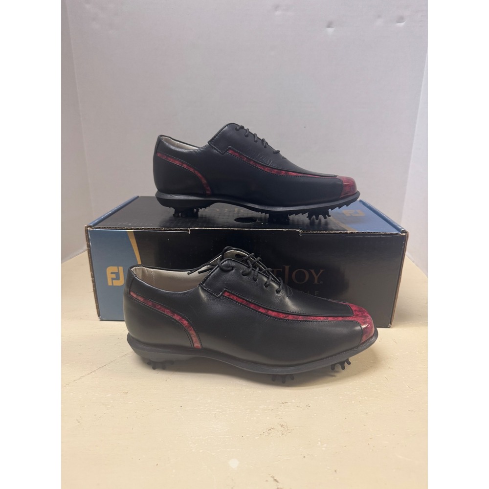 FootJoy Estate Collection Womens Golf Shoes Black Red Leather Spike 99383 Size 6 - Picture 9 of 10